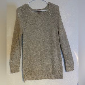 Chico's Womens Sequin Shine Claire Pullover Size Large Paris Beige Knit Sweater